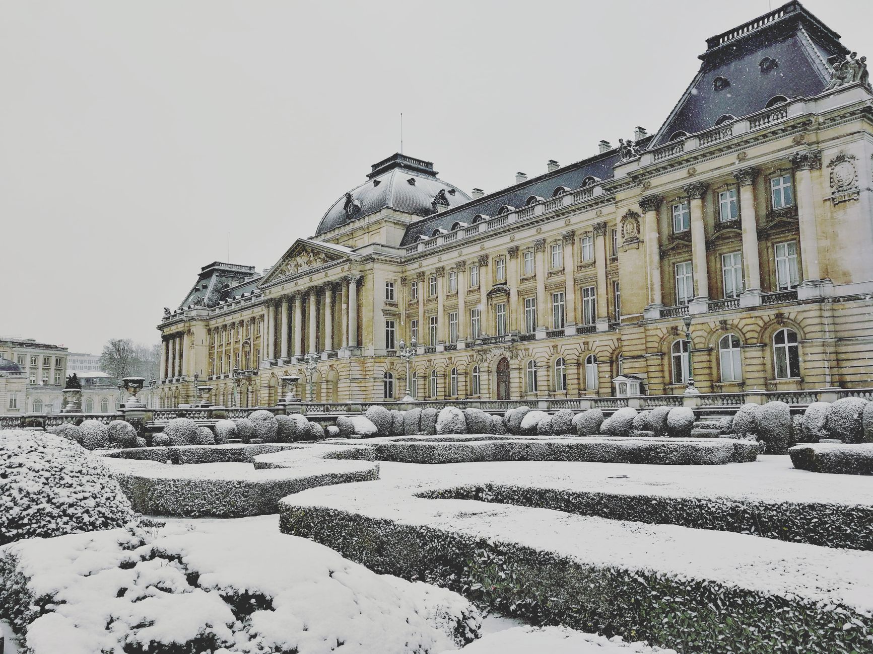 The Royal Palace of Brussels in the snow